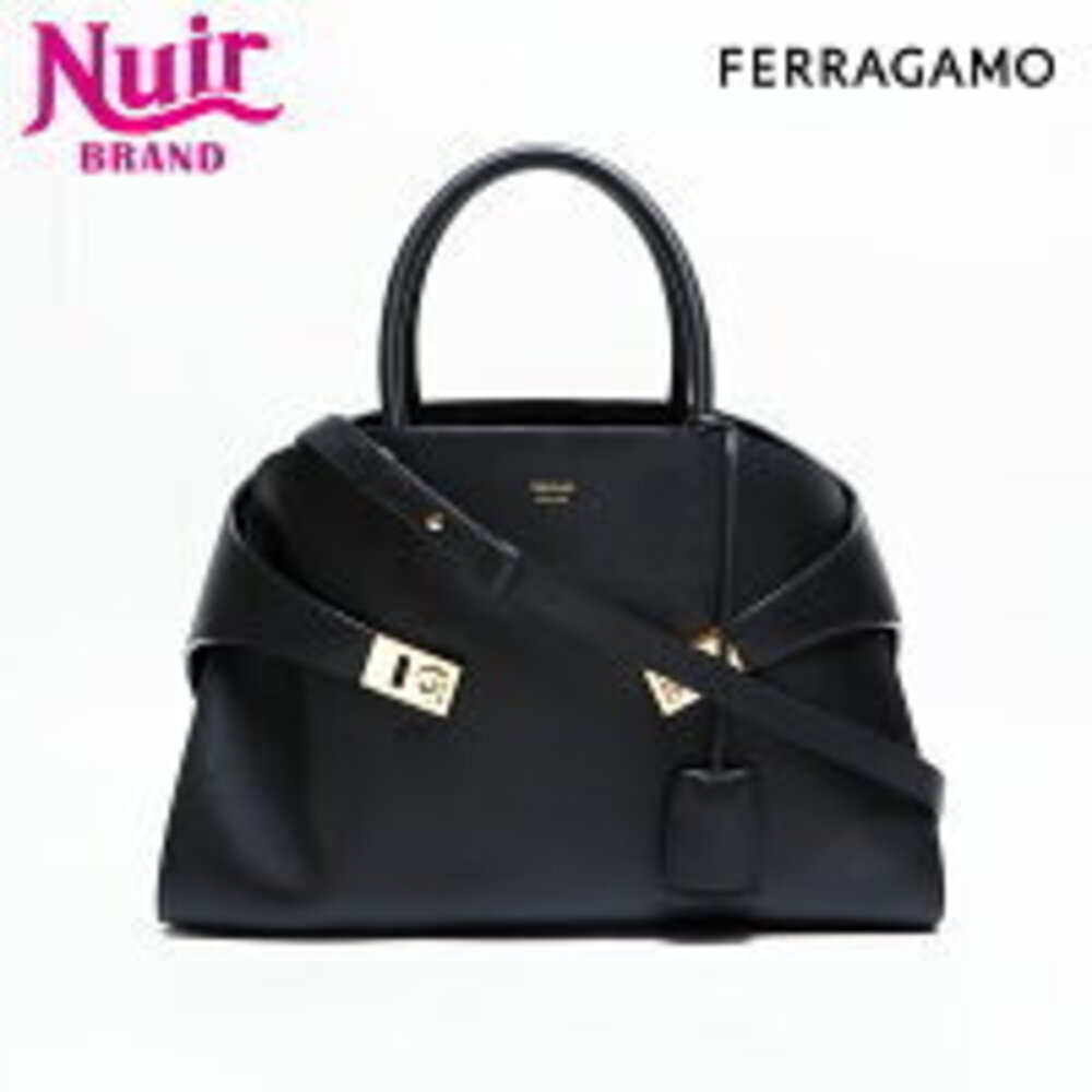 Salvatore Ferragamo Hug Leather Handbag Black